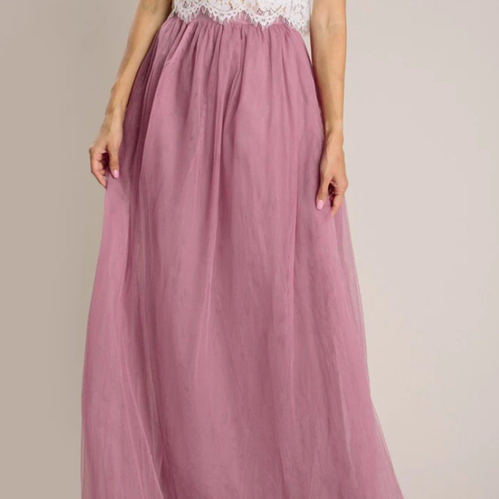 Morning lavender tulle maxi skirt